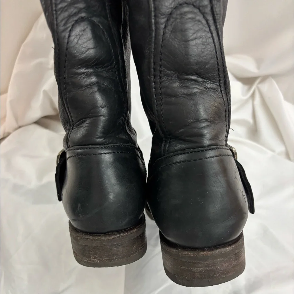 GUC FRYE sz9 Black Leather Veronica Slouch Tall Boots… - Picture 8 of 13